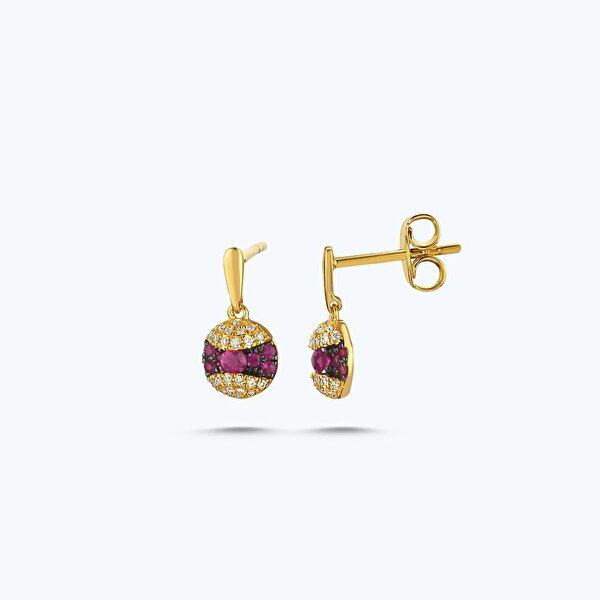 0.10 Karat Pırlanta Yakut Küpe