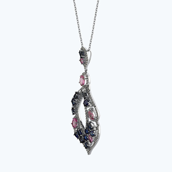2.10 Karat Pırlanta Safir Oval Kolye