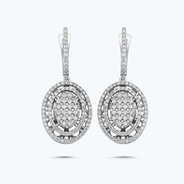 1.27 Karat Pırlanta Oval Küpe