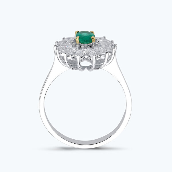 0.82 Karat Pırlanta Zümrüt Markiz Yüzük