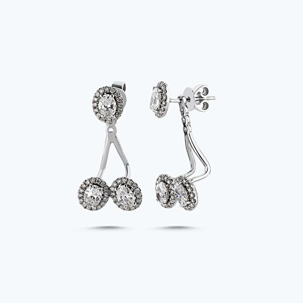 1.81 Karat Pırlanta Oval Küpe