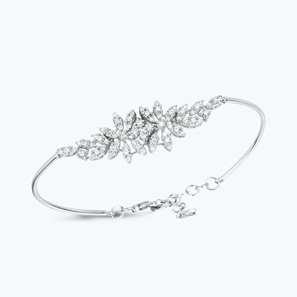 0.44 Karat Pırlanta Çiçek Kelepçe Bilezik