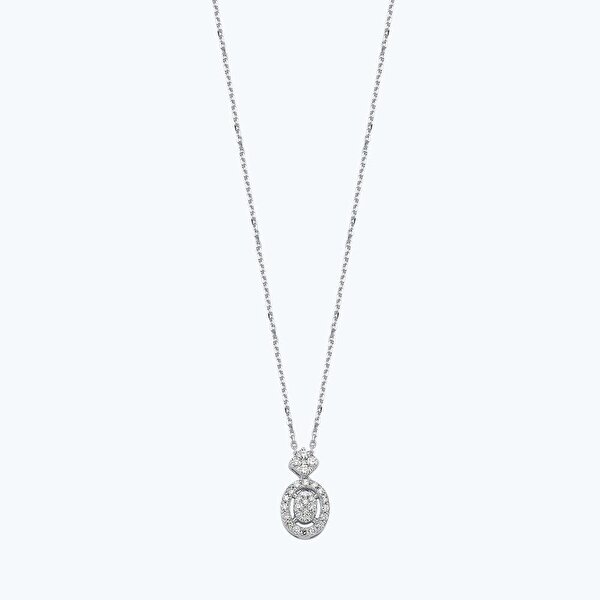 0.16 Karat Pırlanta Oval Kolye