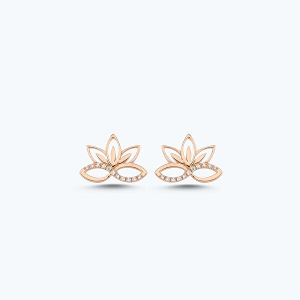 0.07 Karat Pırlanta Lotus Çiçeği Küpe