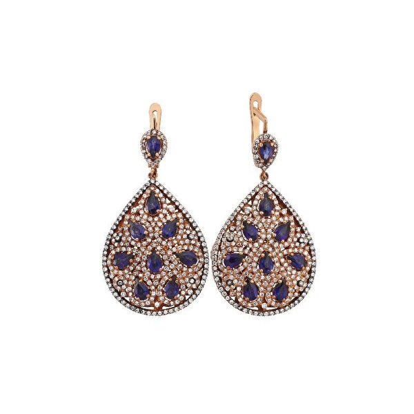 7.20 Karat Elmas Safir Damla Küpe