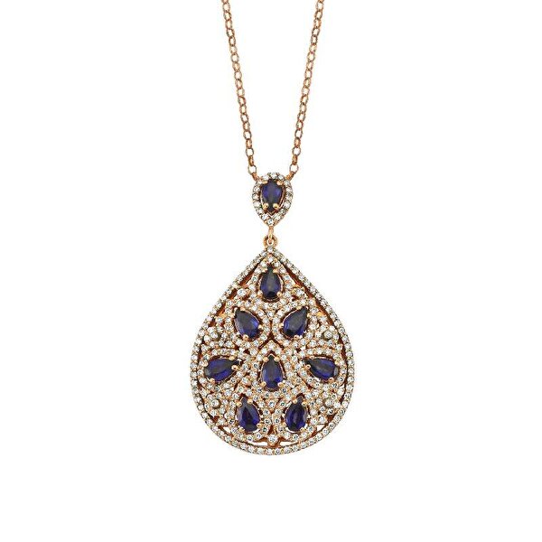 3.33 Karat Elmas Safir Damla Kolye