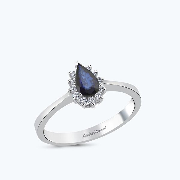 0.51 Karat Pırlanta Safir Damla Yüzük