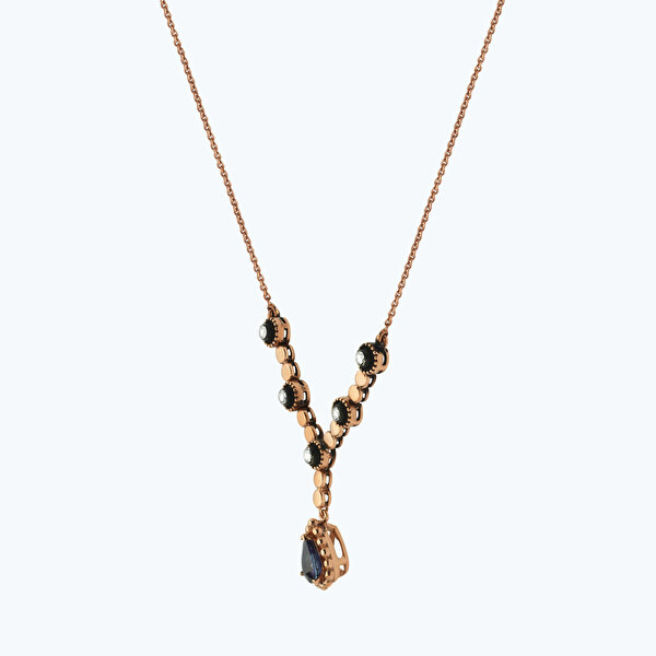 0.94 Karat Elmas Safir Damla Kolye