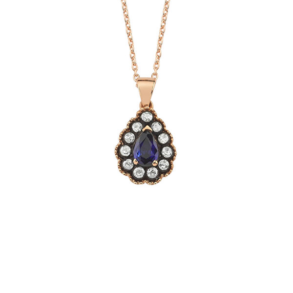 Elmas Safir Damla Kolye
