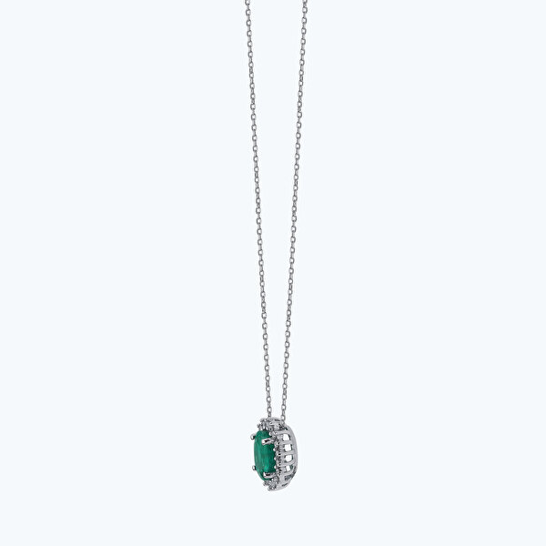 1.54 Karat Pırlanta Zümrüt Oval Kolye