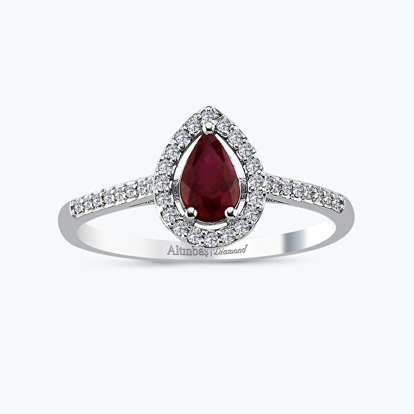 0.59 Karat Pırlanta Yakut Damla Yüzük