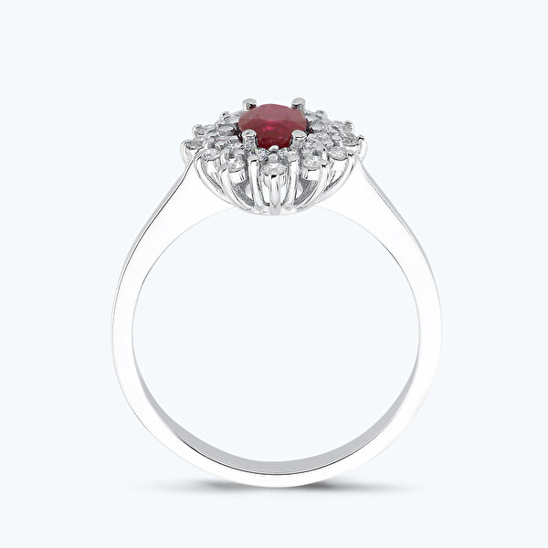 0.96 Karat Pırlanta Yakut Oval Yüzük