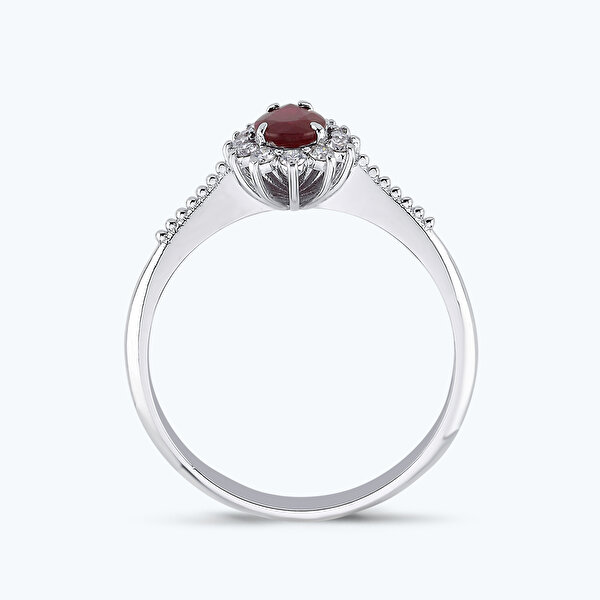 0.48 Karat Pırlanta Yakut Damla Yüzük