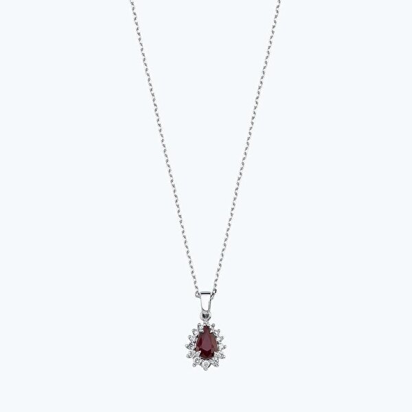 0.48 Karat Pırlanta Yakut Damla Kolye