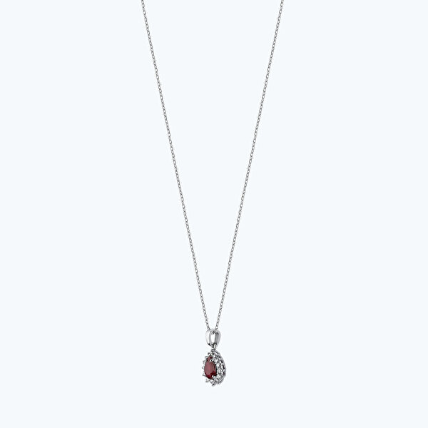 0.48 Karat Pırlanta Yakut Damla Kolye