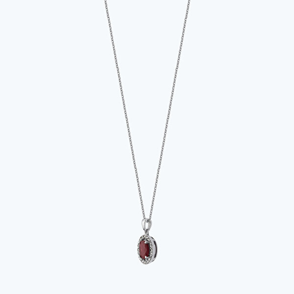 0.61 Karat Pırlanta Yakut Oval Kolye
