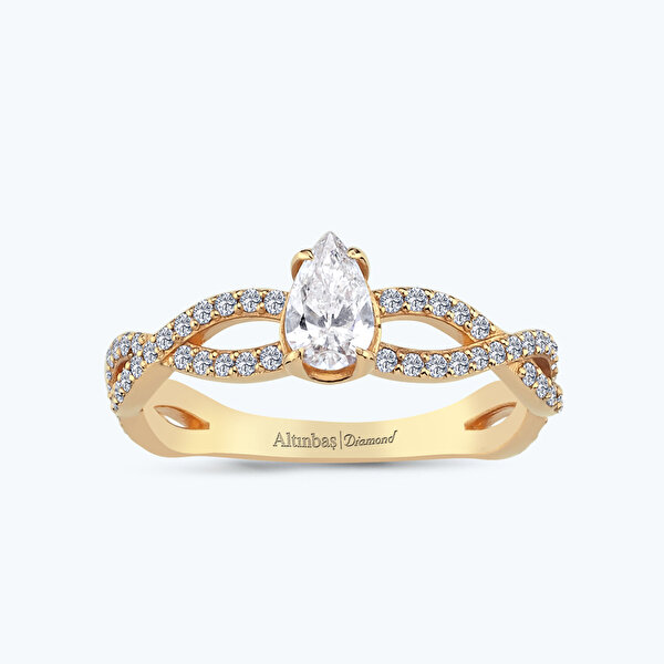 0.65 Karat Pırlanta Tektaş Damla Yüzük