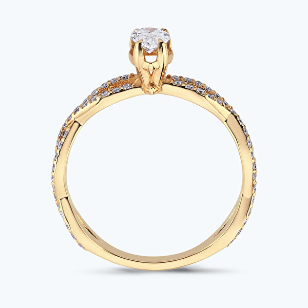 0.65 Karat Pırlanta Tektaş Damla Yüzük