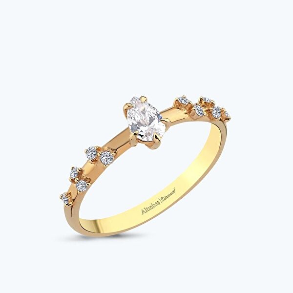 0.30 Karat Pırlanta Tektaş Damla Yüzük