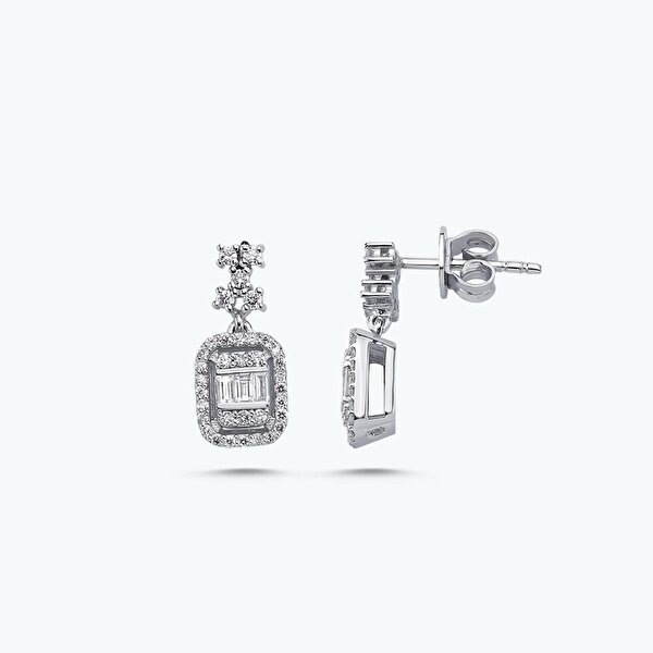 0.51 Karat Pırlanta Baget Küpe