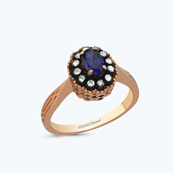 0.13 Karat Elmas Safir Oval Yüzük