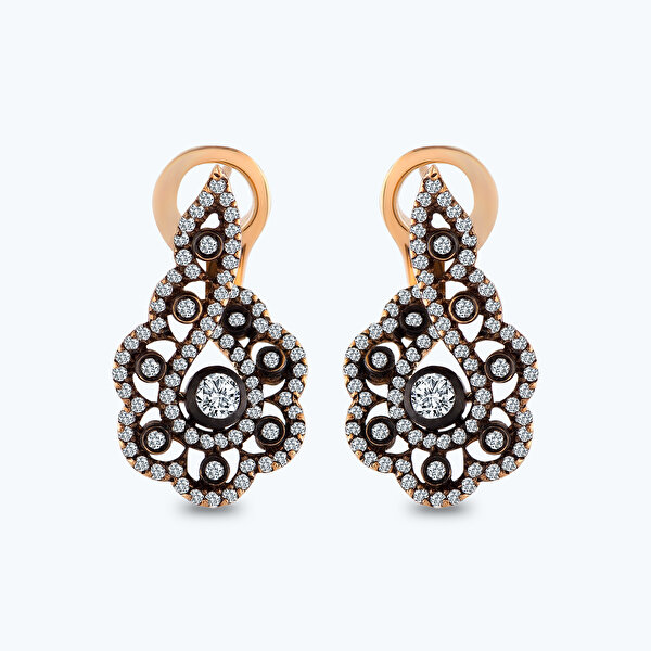 1.08 Karat Elmas Çiçek Küpe