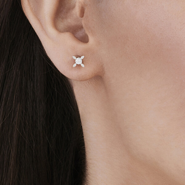 0.48 Karat Pırlanta Tektaş Küpe