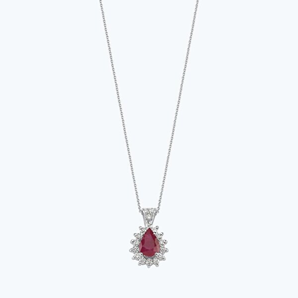 0.97 Karat Pırlanta Yakut Damla Kolye