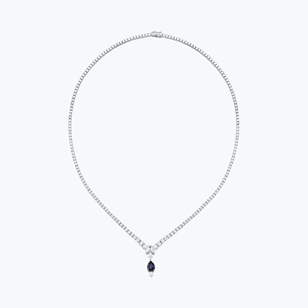 5.61 Karat Pırlanta Safir Dalmla Kolye