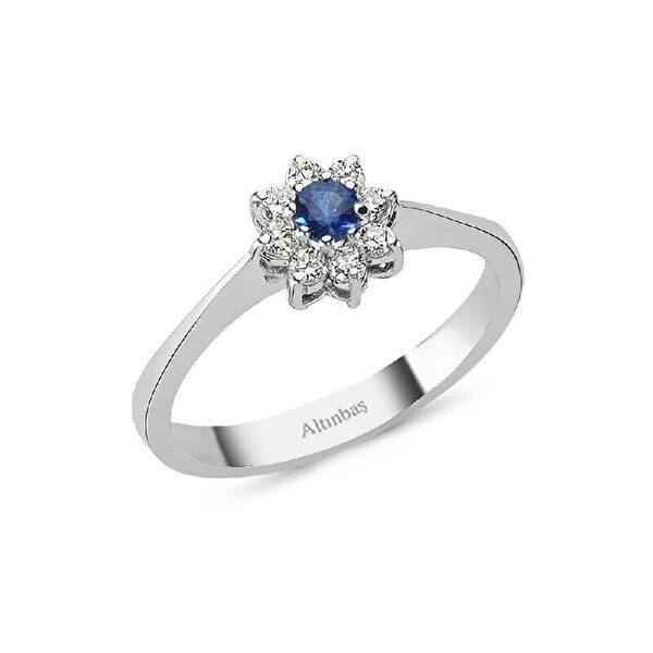 0.32 Karat Pırlanta Safir Yüzük