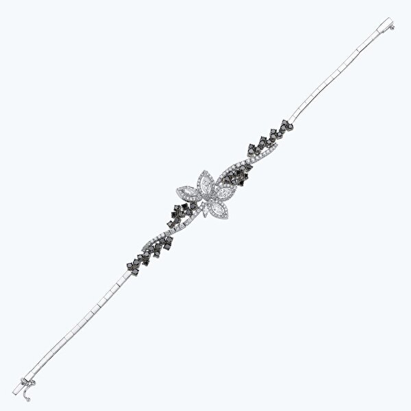 3.30 Karat Siyah Pırlanta Markiz Çiçek Bileklik