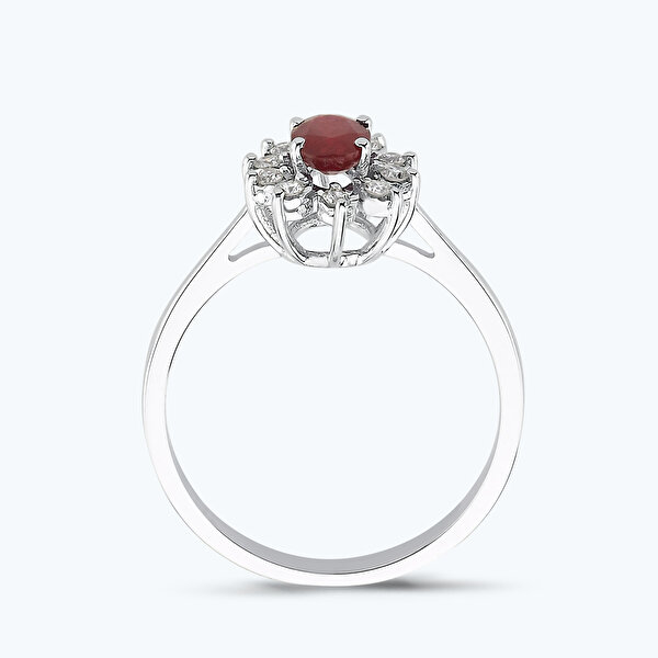 0.11 Karat Pırlanta Yakut Oval Yüzük