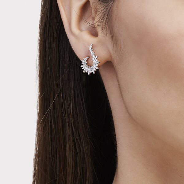 0.82 Karat Pırlanta Baget Küpe