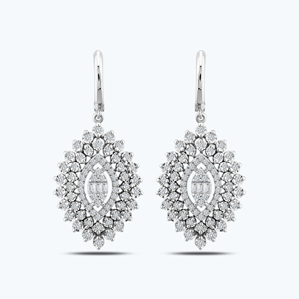 0.90 Karat Pırlanta Baget Küpe