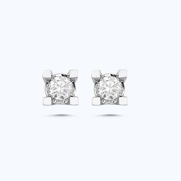 0.61 Karat Pırlanta Tektaş Küpe