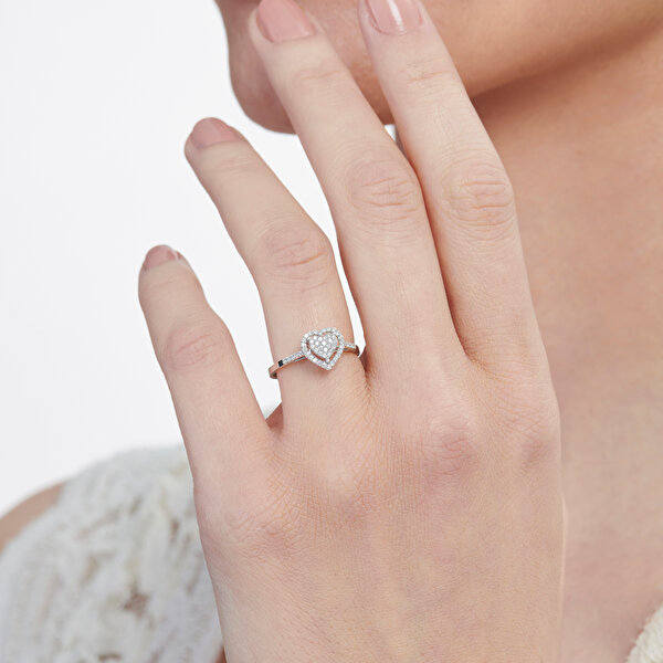 0.19 Karat Pırlanta Kalp Yüzük