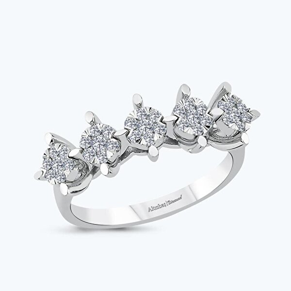 0.36 Karat Pırlanta Bouquet Beştaş Yüzük