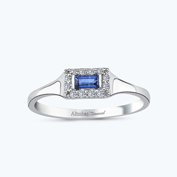 0.09 Karat Pırlanta Safir Yüzük