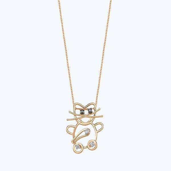0.05 Karat Pırlanta Kedi Kolye