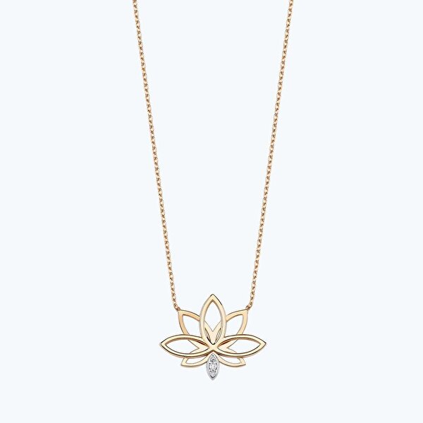 Pırlanta Lotus Çiçeği Kolye