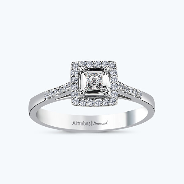 0.27 Karat Prenses Kesim Pırlanta Tektaş Yüzük