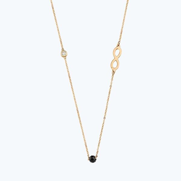 0.02 Karat Pırlanta Spinel Taşlı Sonsuzluk Kolye