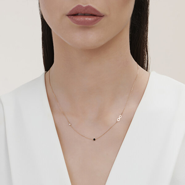 0.02 Karat Pırlanta Spinel Taşlı Sonsuzluk Kolye