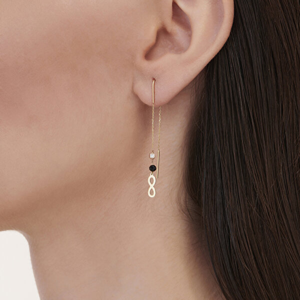 0.03 Karat Pırlanta Spinel Taşlı Sonsuzluk Küpe