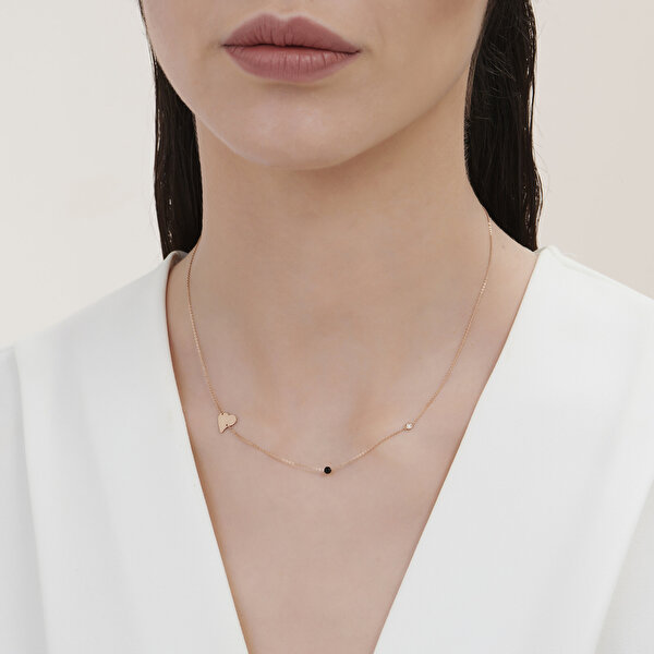 Pırlanta Spinel Taşlı Kalp Kolye