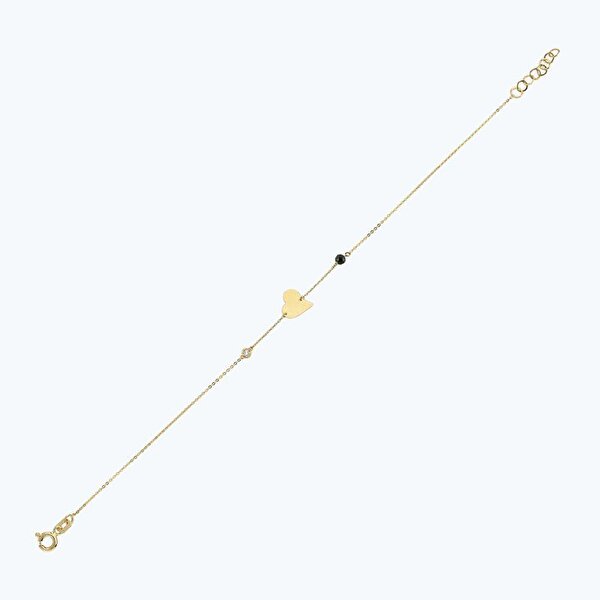 0.02 Karat Pırlanta Spinel Taşlı Kalp Bileklik