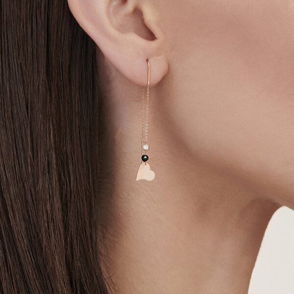 Pırlanta Spinel Taşlı Kalp Küpe