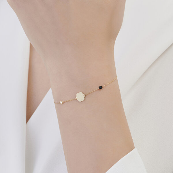 0.02 Karat Pırlanta Spinal Taşlı Çiçek Bileklik