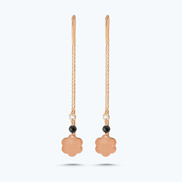 0.04 Karat Pırlanta Spinel Taşlı Çiçek Küpe