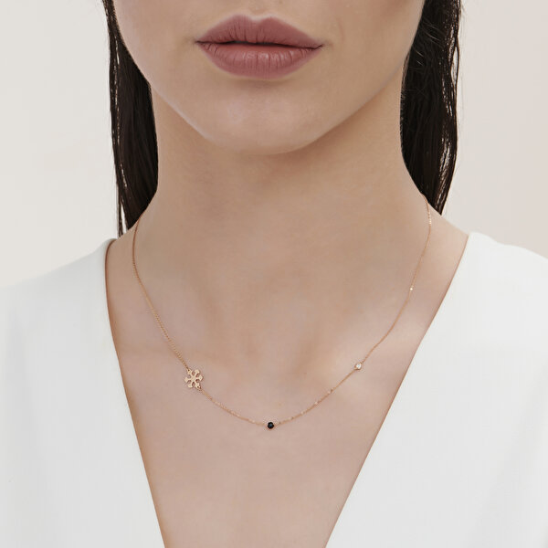 0.02 Karat Pırlanta Spinel Taşlı Kar Tanesi Kolye